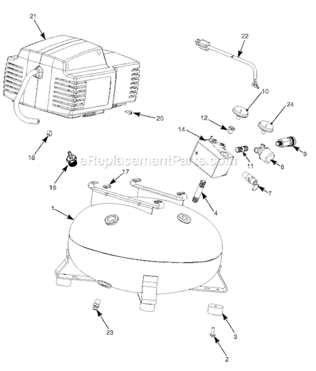 Page B Diagram and Parts List for CFFN250N Type 0 Porter Cable Compressor